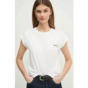 Pepe Jeans tricou din bumbac LORENA femei, culoarea alb, PL505998 imagine