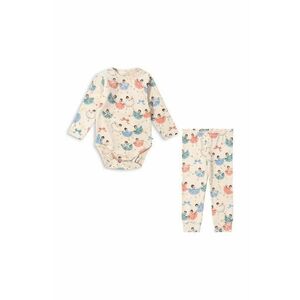 Konges Sløjd compleu bebe BASIC BODY/PANTS SET GOTS culoarea bej, KS101888 imagine