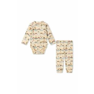 Konges Sløjd compleu bebe BASIC BODY/PANTS SET GOTS culoarea bej, KS101888 imagine