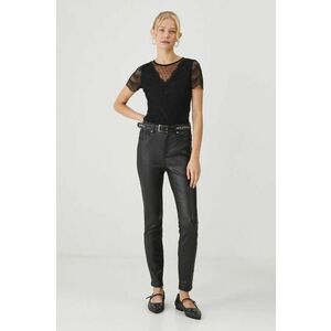 Medicine pantaloni femei, culoarea negru, mulata, high waist imagine