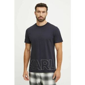 Karl Lagerfeld tricou din bumbac barbati, culoarea albastru marin, cu imprimeu, A1M46070 imagine