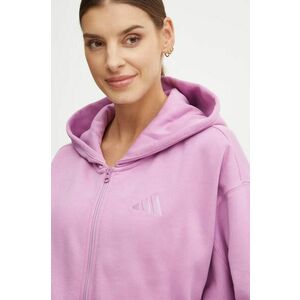 adidas bluza All SZN femei, culoarea violet, cu glugă, cu imprimeu, IY6810 imagine