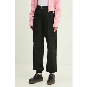 Tommy Jeans pantaloni femei, culoarea negru, fason cargo, high waist, DW0DW18592 imagine