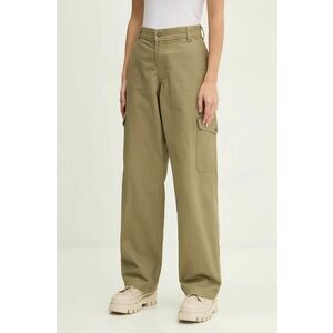 Dickies pantaloni de bumbac DUCK CANVAS culoarea verde, drept, medium waist, DK0A864S imagine