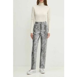 Karl Lagerfeld Jeans pantaloni femei, culoarea gri, drept, high waist, 246J1005 imagine