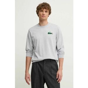 Lacoste longsleeve din bumbac culoarea gri, cu imprimeu, TH6654 imagine