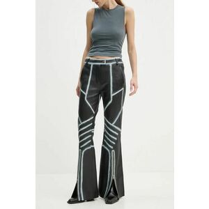 Stand Studio pantaloni de piele Moto Trousers Detailed femei, culoarea negru, evazati, high waist, 62287-7030 imagine