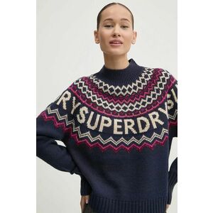 Superdry pulover din amestec de lana femei, culoarea albastru marin, W6110555A-B9R imagine