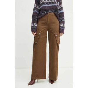 Weekend Max Mara pantaloni de bumbac culoarea maro, lat, high waist, 2425136016600 imagine