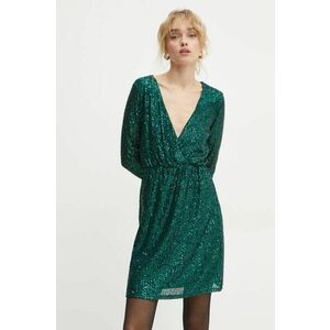 Morgan rochie RNINOU culoarea verde, mini, evazati, RNINOU imagine