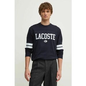 Lacoste longsleeve din bumbac culoarea negru, cu imprimeu, TH7609 imagine