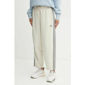 adidas pantaloni de trening Essentials culoarea bej, lat, high waist, IY1744 imagine