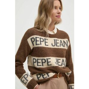 Pepe Jeans pulover din amestec de lana HELMI femei, culoarea maro, PL702226 imagine