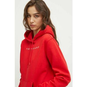 Tommy Jeans bluza femei, culoarea rosu, cu glugă, cu imprimeu, DW0DW17324 imagine