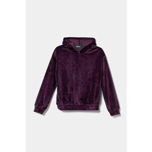 United Colors of Benetton hanorac din velur pentru copii culoarea violet, cu glugă, neted, 37JBC203V imagine