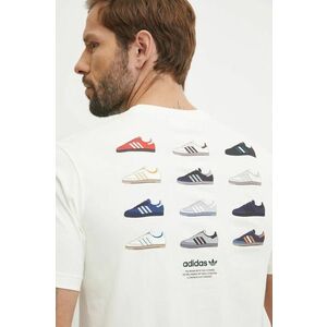 adidas Originals tricou din bumbac barbati, culoarea bej, cu imprimeu, IZ2573 imagine