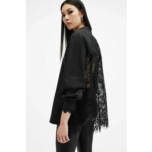 AllSaints camasa ETHEL LACE femei, culoarea negru, cu guler stand-up, regular, W085PB imagine