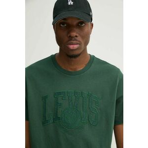 Levi's tricou din bumbac barbati, culoarea verde, cu imprimeu imagine