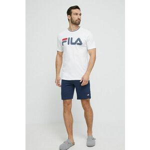 Fila pijamale de bumbac culoarea alb, cu imprimeu imagine