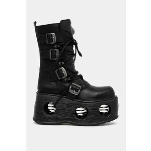 New Rock ghete de piele ITALI Y NOMADA NEGRO + SPACE MUELLES femei, culoarea negru, cu platformă, M-373-S2 imagine