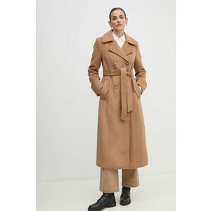 Dkny palton din lana culoarea maro, de tranzitie, D2G4A204 imagine