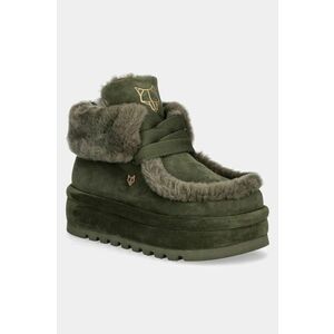 Naked Wolfe cizme de zapada din piele intoarsa Bambi culoarea verde, Bambi Suede Shearling Dark Olive imagine