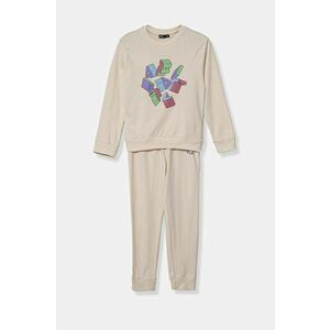 Fila pijamale de bumbac pentru copii culoarea bej, cu imprimeu, FPW1441 imagine