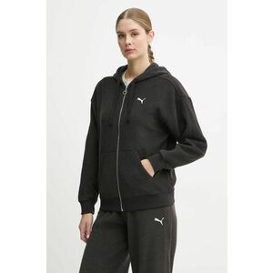 Puma bluza femei, culoarea negru, cu glugă, neted, 681636 imagine