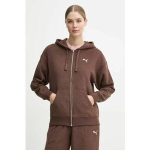 Puma bluza femei, culoarea maro, cu glugă, neted, 681636 imagine