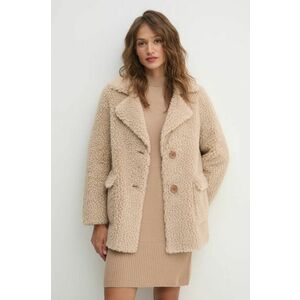 Sisley palton din lana culoarea bej, de tranzitie, oversize, 24C7LN053 imagine