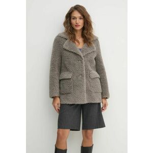 Sisley palton din lana culoarea gri, de tranzitie, oversize, 24C7LN053 imagine