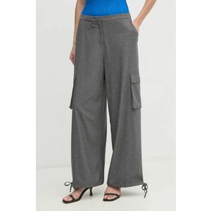 Gaudi pantaloni femei, culoarea gri, drept, high waist, 421FD25004 imagine