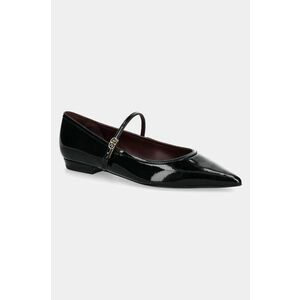 Tory Burch balerini de piele Double T Buckle Mary Jane culoarea negru, 162764-006 imagine
