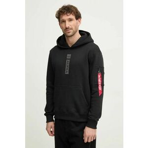 Alpha Industries bluza PP Hoody barbati, culoarea negru, cu glugă, cu imprimeu, 146338 imagine