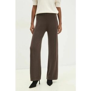 Answear Lab pantaloni femei, culoarea maro, evazati, high waist imagine