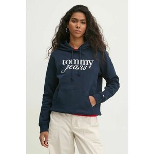 Tommy Jeans bluza femei, culoarea albastru marin, cu glugă, cu imprimeu, DW0DW20170 imagine