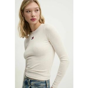 Tommy Jeans longsleeve femei, culoarea bej, DW0DW20178 imagine