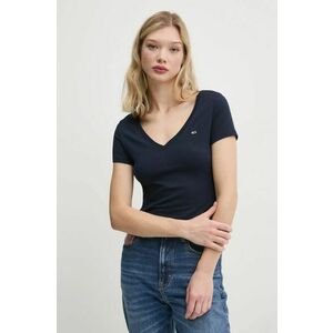 Tommy Jeans tricou din bumbac femei, culoarea albastru marin, DW0DW20458 imagine