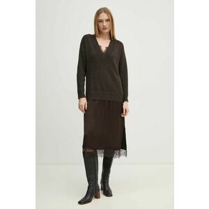 Pedro del Hierro rochie culoarea maro, midi, oversize, 6198629 imagine