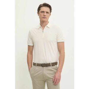 Hackett London polo de bumbac culoarea bej, neted, HM563379 imagine