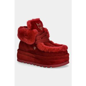 Naked Wolfe cizme de zapada din piele intoarsa Bambi culoarea bordo, Bambi Suede Shearling Burgundy imagine