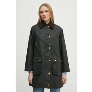 Barbour geaca Long Beadnell Wax femei, culoarea verde, de tranzitie, LWX1404 imagine