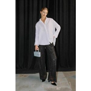 Answear Lab pantaloni femei, culoarea negru, lat, high waist imagine