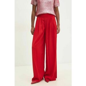 Answear Lab pantaloni femei, culoarea rosu, lat, high waist imagine