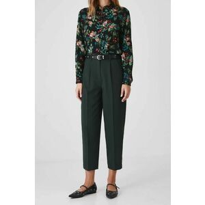 Medicine pantaloni femei, culoarea verde, fason chinos, high waist imagine