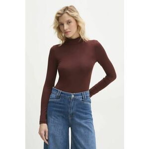 Answear Lab body femei, culoarea maro, cu turtleneck imagine