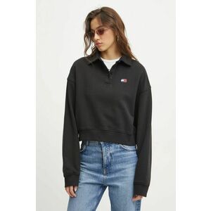 Tommy Jeans hanorac de bumbac femei, culoarea negru, modelator, DW0DW19409 imagine