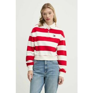 Tommy Jeans hanorac de bumbac femei, culoarea bej, modelator, DW0DW19409 imagine