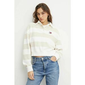 Tommy Jeans hanorac de bumbac femei, culoarea bej, modelator, DW0DW19409 imagine