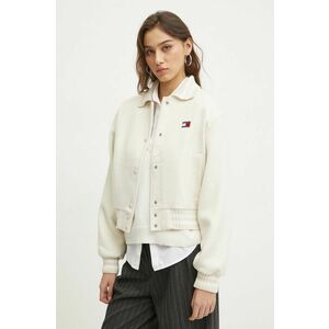 Tommy Jeans geaca din amestec de lana culoarea bej, de tranzitie, oversize, DW0DW20165 imagine